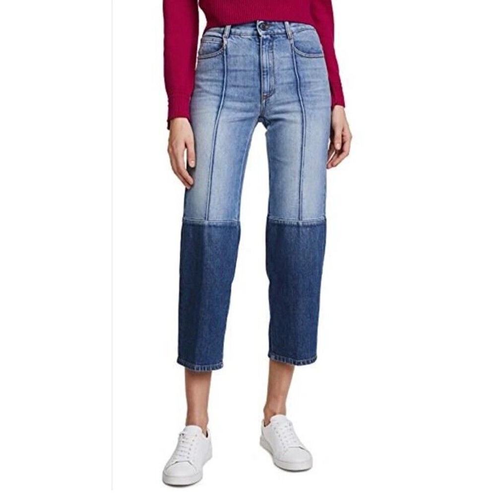 Stella McCartney Women’s Straight Legged Cropped Two Tone Jeans Blue Size 24 - Picture 12 of 12